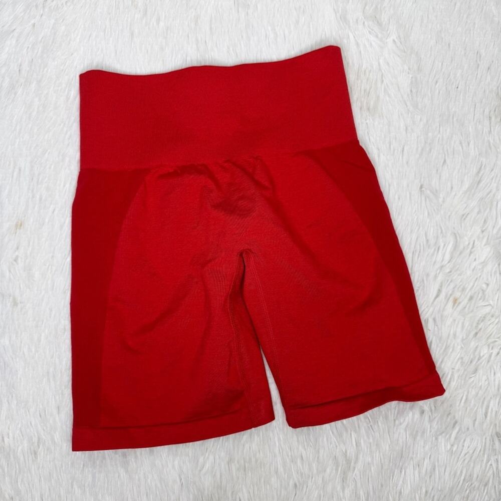 NVGTN / red high rise compression atheltic biker shorts / XS